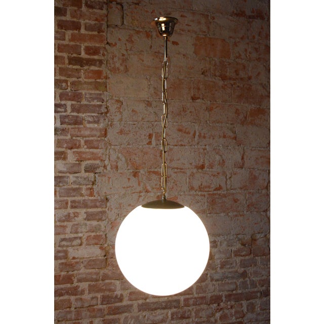 Gold Mid-Century Czech Brass Pendant Light attributed to J. Kamenický Šenov, 1960s For Sale - Image 8 of 9