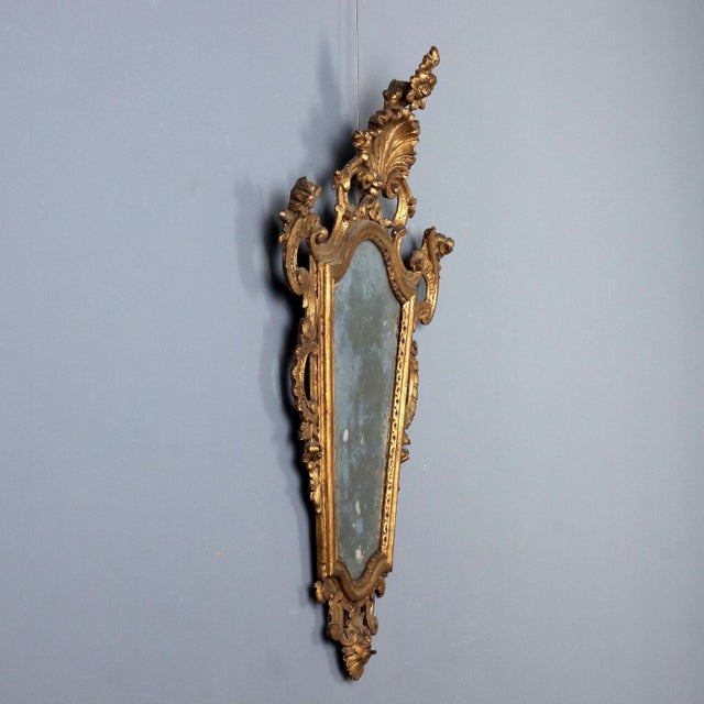 18th Century Carved and Gilded Wood Mirror, Italy For Sale - Image 3 of 9