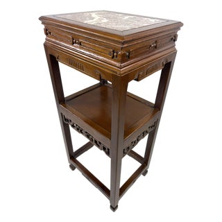 Early 20th Century Hand Carved Chinese Walnut Pedestal Table For Sale
