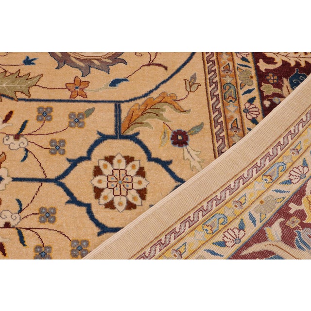 Textile Shabby Chic Beige/Wine Red Wool Rug - 9'1'' X 11'5'' For Sale - Image 7 of 10