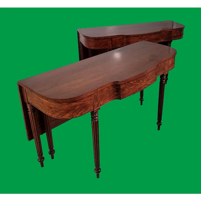 Pair of Antique Philadelphia Federal Circa 1815 2-Part Mahogany Banquet Consoles Tables For Sale - Image 13 of 13