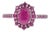 Carat&Her Georgian Style Oval Cut Ruby Halo Cluster Ring in Sterling Silver, Size 7 For Sale