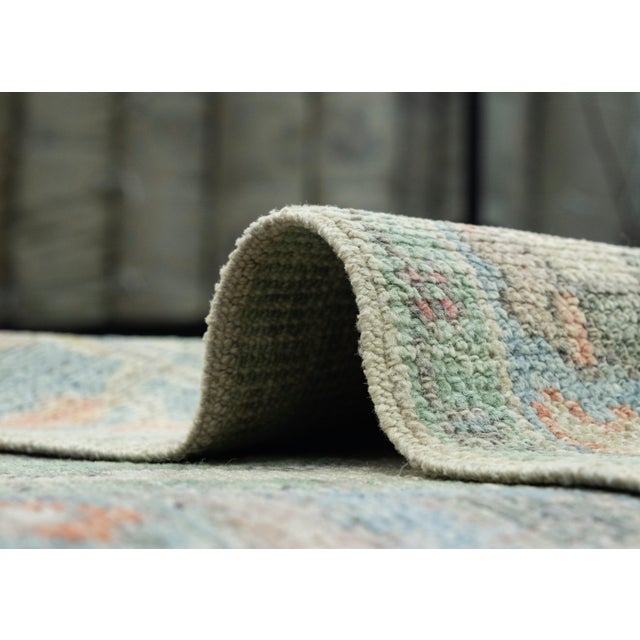 Green Turkish Oushak Runner Rug 2'8" x 6'6" #17486 For Sale - Image 8 of 8