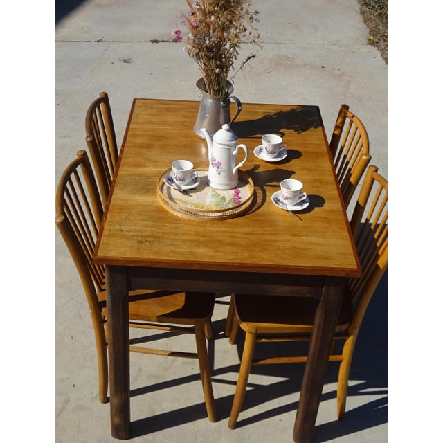 Rectangular Oak and Veneer Worktable, 1960s For Sale - Image 4 of 18
