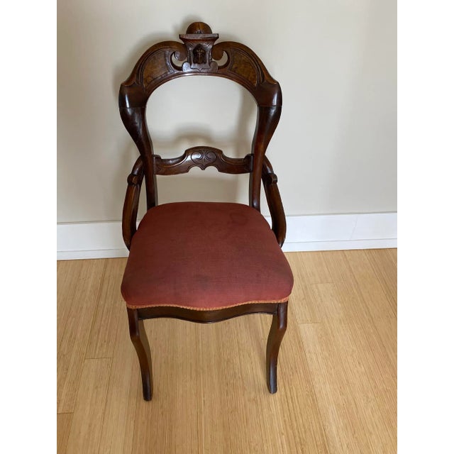 Brown 1920s Antique Traditional Carved Mahogany Side Chair For Sale - Image 8 of 9