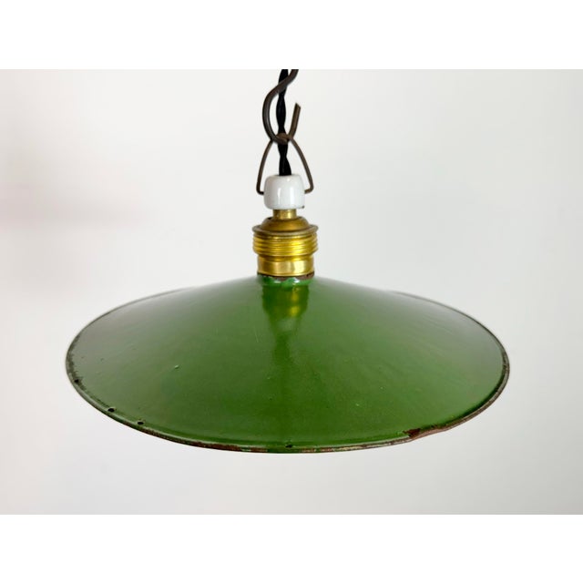 Industrial Green Enamel Light, 1930s For Sale - Image 4 of 14