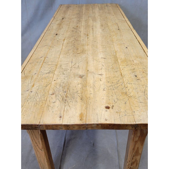 Antique Circa 1900 French Light / Bleached Pine Rustic Farmhouse Worktable Dining Table For Sale - Image 12 of 14