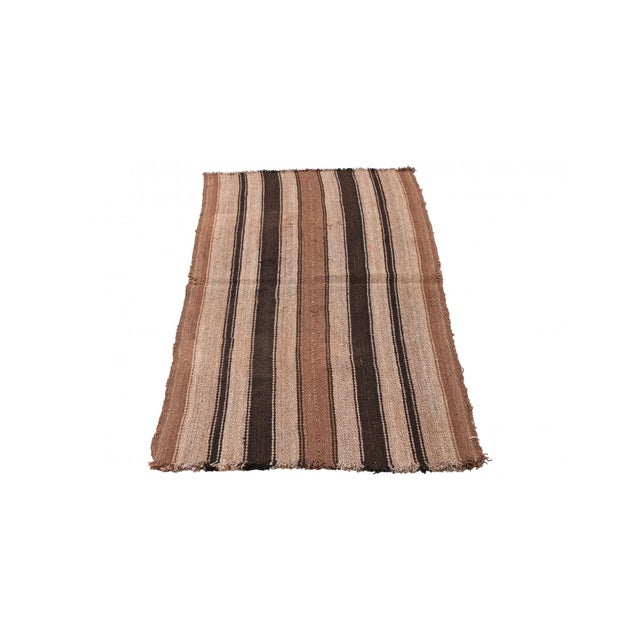 Mid-Century Modern Brown Vintage Modern Kilim Rug - 2`10″ X 5`8″ For Sale - Image 3 of 6
