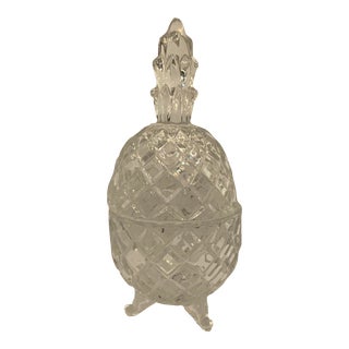 Vintage Pressed Glass Lidded Pineapple Bowl For Sale