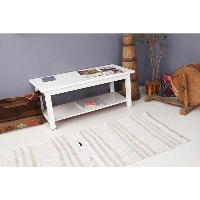 Mid 20th Century Mid 20th Century Beige & White Hemp Kilim Runner For Sale In Los Angeles - Image 6 of 7