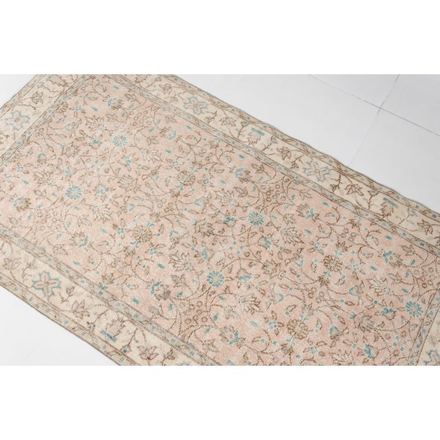 Mid 20th Century Muted Oushak Turkish Rug, Faded Peach and Teal Area Rug For Sale - Image 10 of 10
