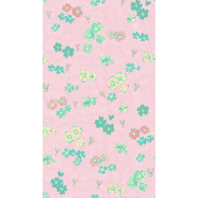 Sample - Large Scale, Flower Field Wallpaper by Paule Marrot in Pink Multi For Sale