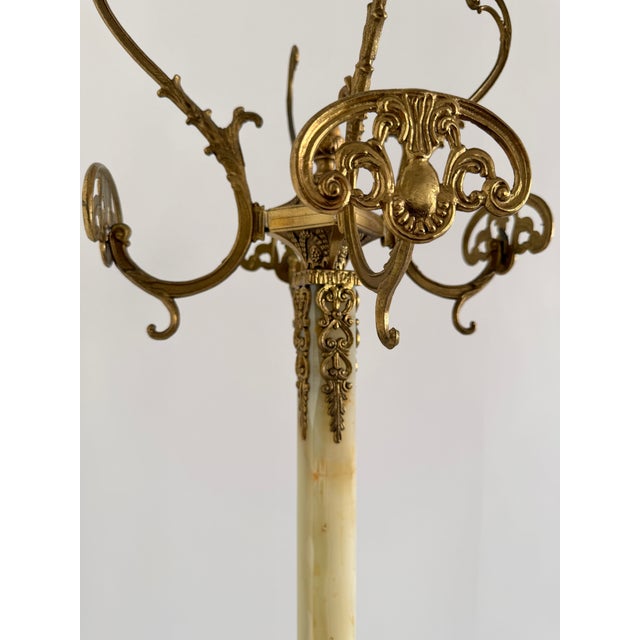 1960s Ornate Italian Brass and Onyx Marble Coat Rack, 1960s For Sale - Image 5 of 18