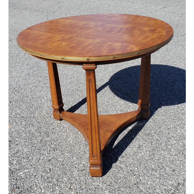 1960s Henredon Fine Furniture Walnut and Brass Ring Side Table For Sale - Image 12 of 12