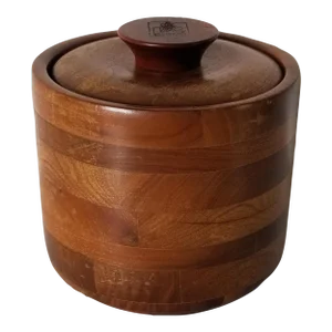 1970's Vintage Walnut Wood and Metal March for MacArthur Ice Bucket