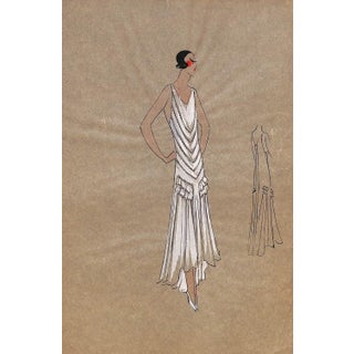 Lanvin of Paris C1920s Original Fashion Illustration in Gouache For Sale
