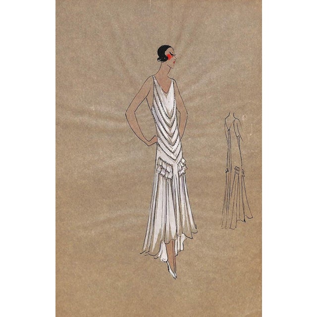 Lanvin of Paris C1920s Original Fashion Illustration in Gouache For Sale