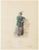 Antique French Costume Print of Medieval Page Boy, Hand-Colored, 19th Century For Sale