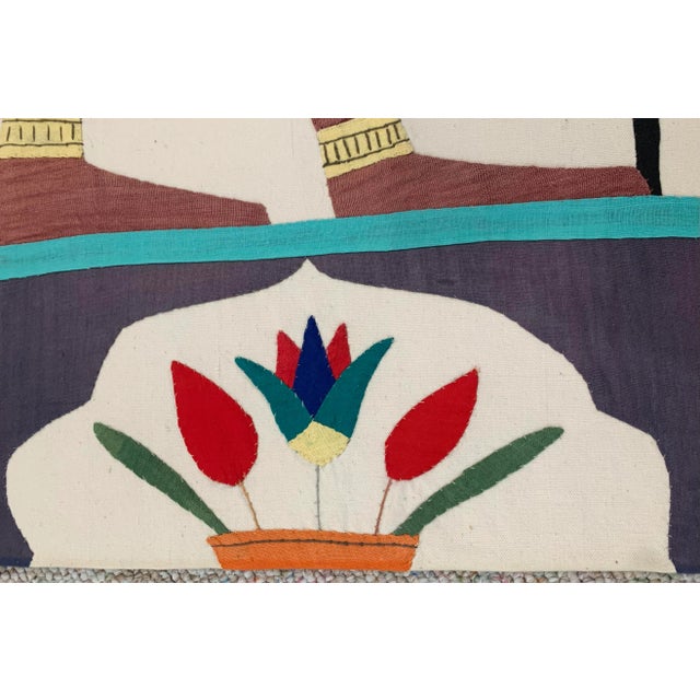 Ivory Vintage Modern Cotton Appliqued Egyptian Panel For Sale - Image 8 of 9