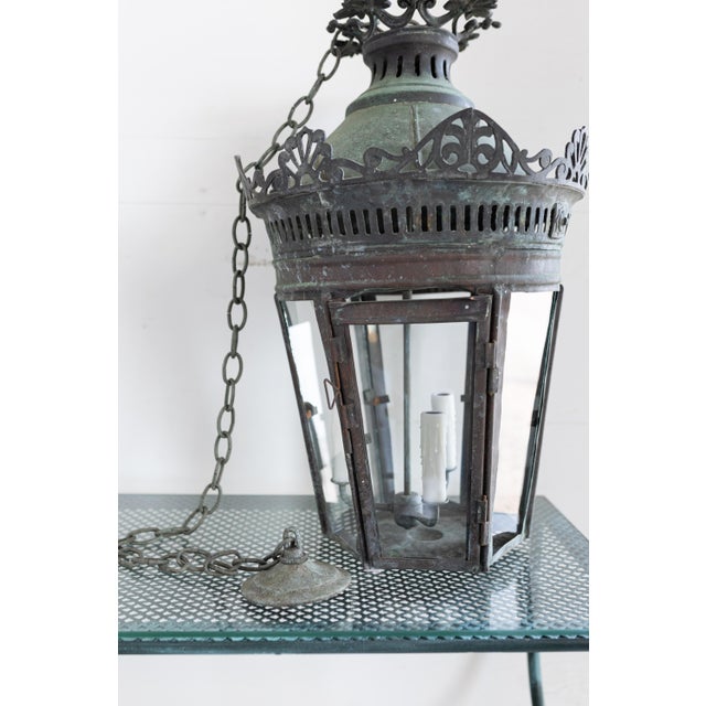Metal 19th Century French Copper Lanterns Newly Wired - a Pair For Sale - Image 7 of 17