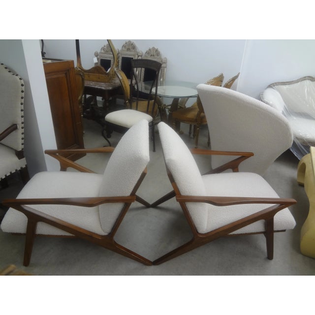 1960s Pair of French Mid-Century Modern Jeanneret Style Lounge Chairs For Sale - Image 11 of 12