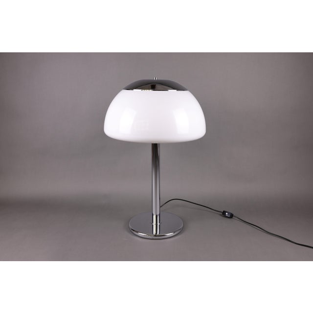Mid-Century Modern Large German Chrome and Plastic Mushroom Table Lamp, 1990s For Sale - Image 3 of 13