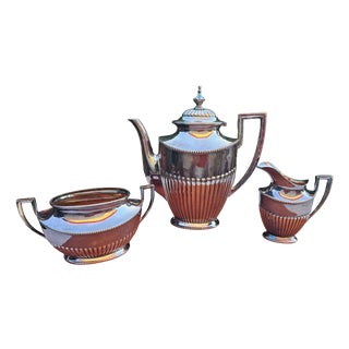 Art Deco Silver-Plated Sugar with Bowl and Milk Jug, 1920s, Set of 3 For Sale