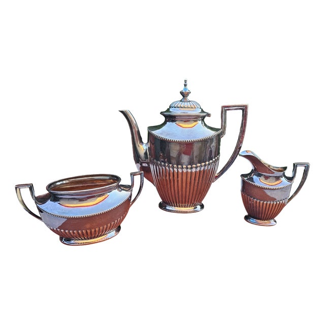 Art Deco Silver-Plated Sugar with Bowl and Milk Jug, 1920s, Set of 3 For Sale
