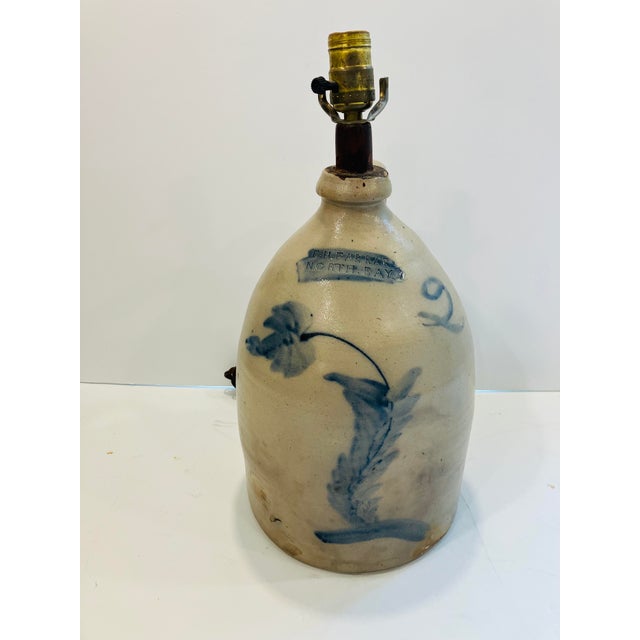 Ceramic Antique American Stoneware Lamp For Sale - Image 7 of 8