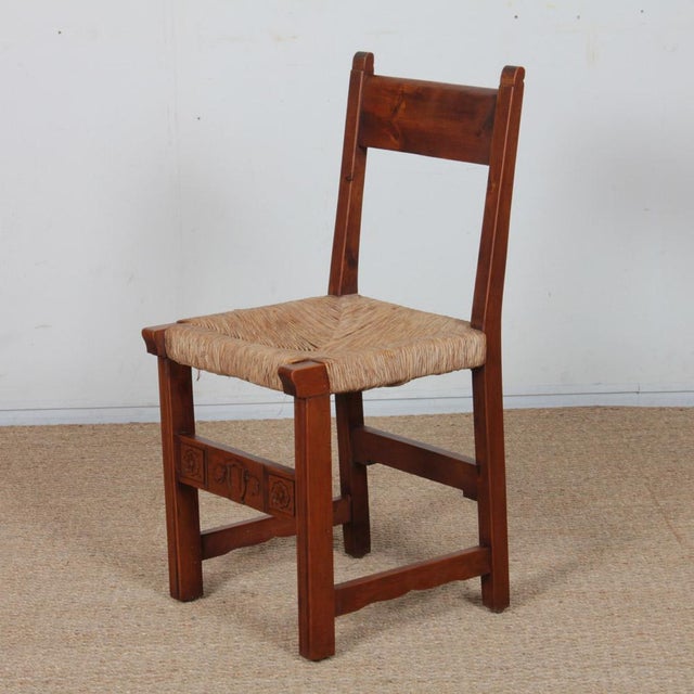 Vintage French Straw-Seated Wooden Chairs, 1950, Set of 6 For Sale - Image 15 of 18