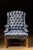 Traditional Vintage Tufted Leather Chesterfield Armchair in Cornflower Blue For Sale - Image 3 of 8