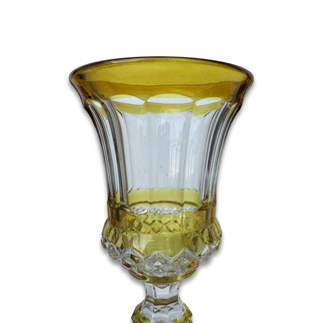 Very fine set of three cut to clear glass goblets in very good condition tall and very decorative in time for the holidays