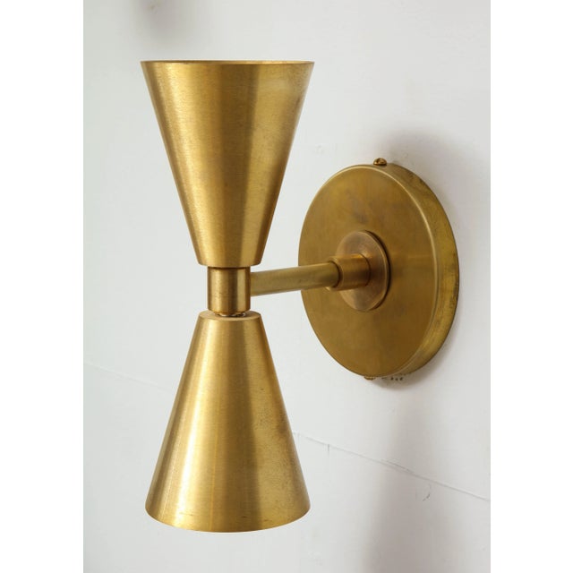 Brass Bespoke Brass Sconces in the Midcentury Manner - a Pair For Sale - Image 8 of 9
