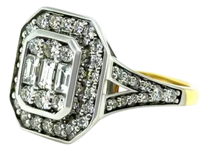 18ct Yellow and White Gold Diamond Ring 1.00ct 4.9g