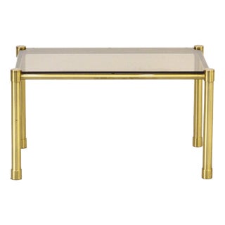 Tubular Brass and Smoked Glass Coffee Table, 1960s For Sale