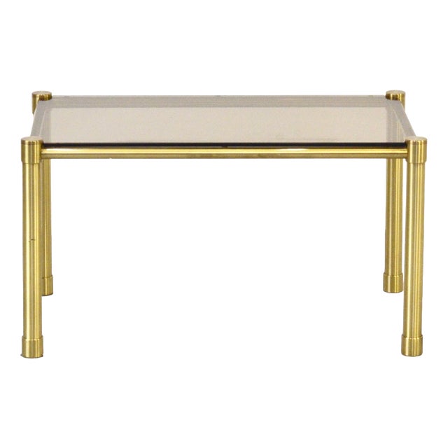 Tubular Brass and Smoked Glass Coffee Table, 1960s For Sale