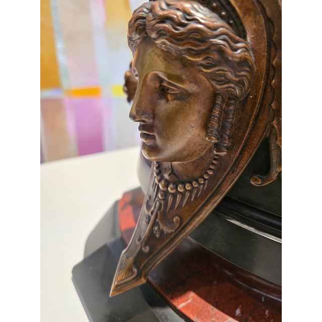 Mid 19th Century Antique Grand Palace Signed Bronze Clock Set For Sale - Image 5 of 18