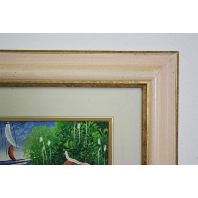 Green Caribbean Framed Painting, 2000s For Sale - Image 8 of 9
