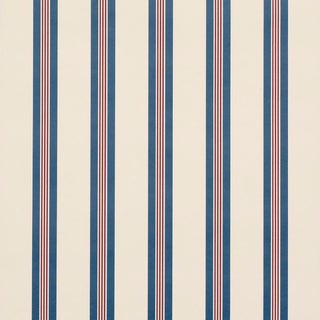 Schumacher Chatham Stripe Wallcovering In Americana For Sale