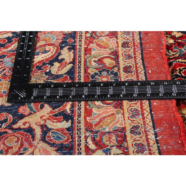 Textile Red Antique Persian Sarouk Rug, 13'08 X 17'02 For Sale - Image 7 of 10