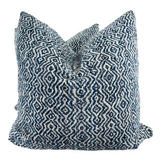 Thibaut "Anastasia" in Navy 22" Pillows-A Pair For Sale