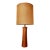 Rare Turned Teak and Ceramic Martz Dots Lamp With Shade For Sale