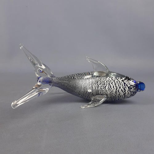 Sommerso Silver & Murano Glass Dolphin Sculpture by Fabio Tosi, 1970s Models & Figurines
