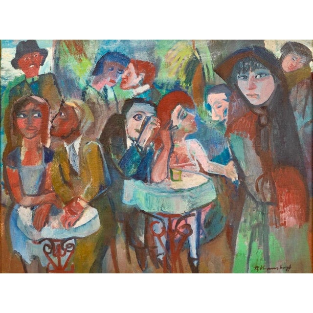Bruno Krauskopf, German Expressionist Oil Painting Bruno Krauskopf Cubist Cafe Scene For Sale - Image 4 of 6