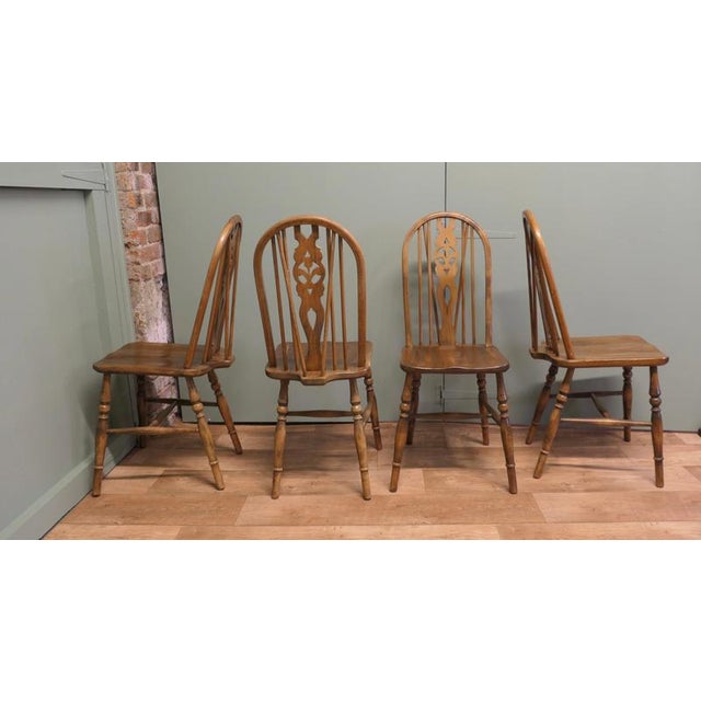Country Kitchen Wheel Back Dining Chairs, 1960, Set of 4 For Sale - Image 3 of 6