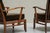 Brown Vintage French Lounge Chairs in Oak and Velvet, 1940s, Set of 4 For Sale - Image 8 of 11