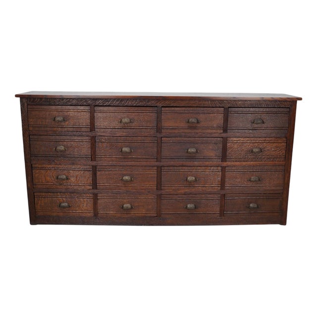 French Oak Hardware Store Apothecary Cabinet, 1920s-1930s For Sale