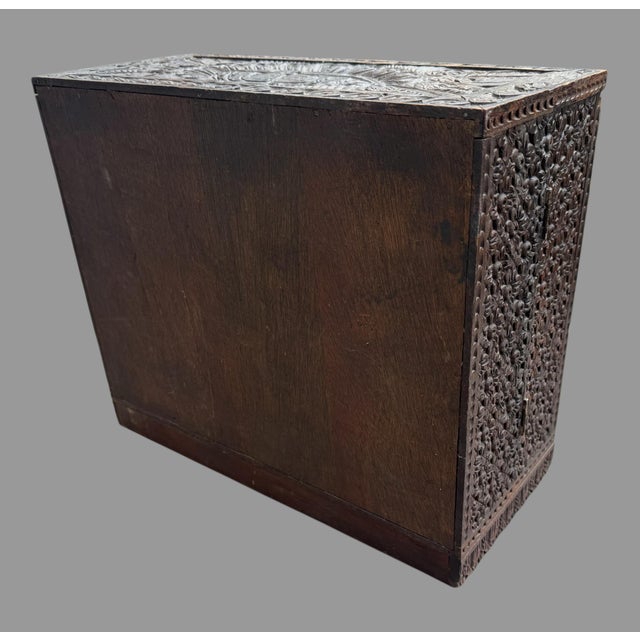 Early 20th Century Antique Oriental Double Door Cabinet Rotating Doors With Carved Dragons For Sale - Image 5 of 9