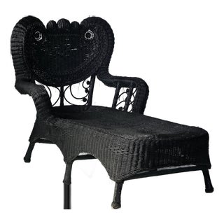 Antique Heywood Wakefield Victorian Wicker Chaise Lounge Chair For Sale