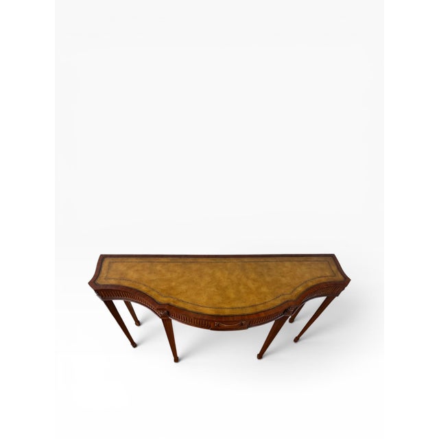 Maitland Smith Leather-Top Mahogany Adam Style Console Table — 60” For Sale In Boston - Image 6 of 17